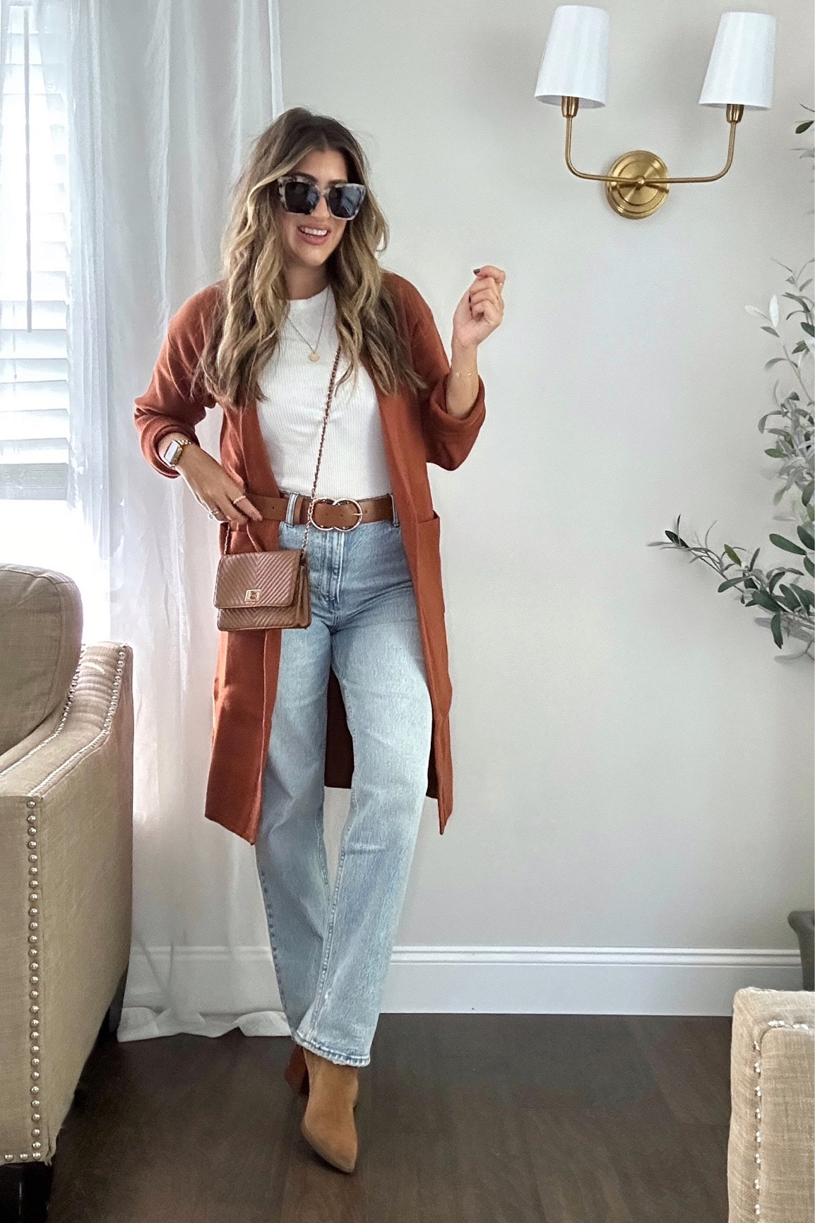Casual outfit. Tap photo shop! Use code 40EWEN4R for 40% off this coatigan / cardigan. Wearing a small in the color caramel (limited time!). Jeans fit TTS.

Follow for more! Xx 

#LTKsalealert #LTKstyletip #LTKfindsunder100