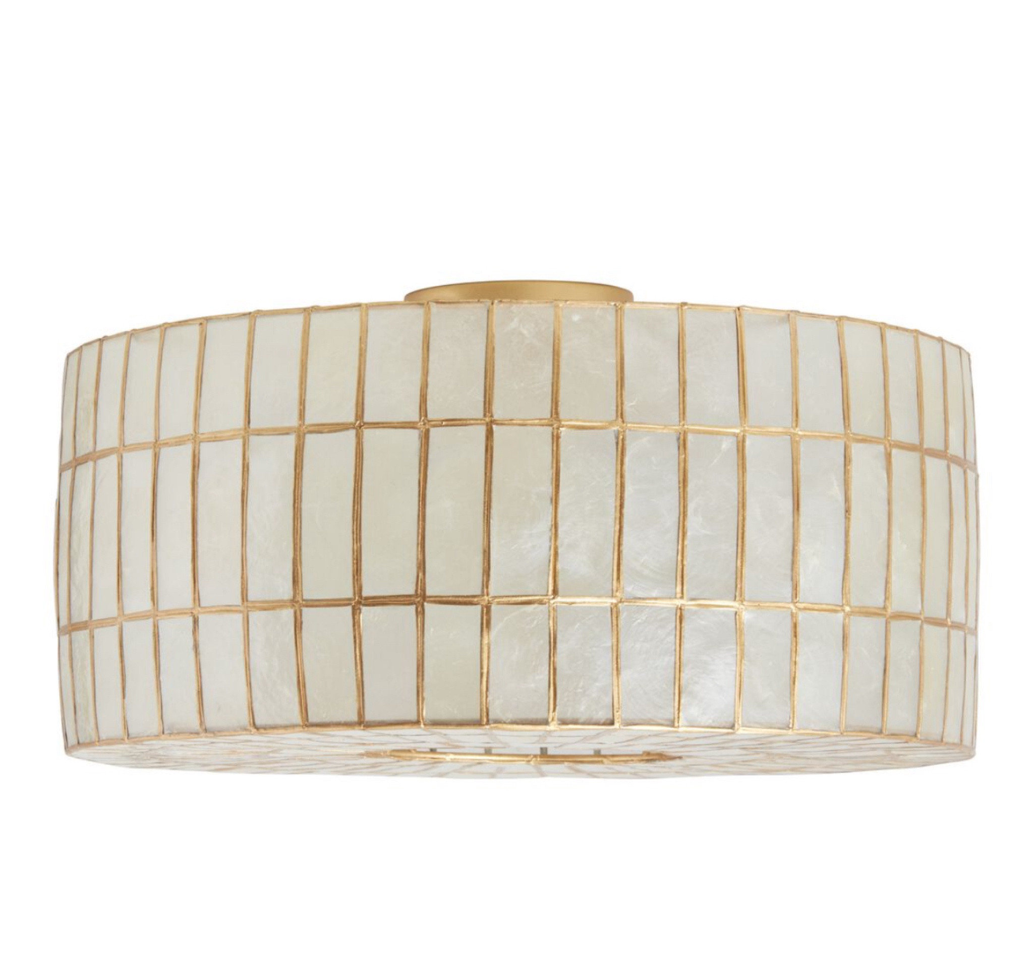 Gold Capiz Drum Flush Mount Ceiling Light
