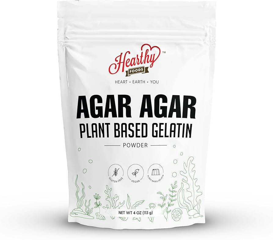 Hearthy Foods Agar Agar Powder (4oz) Vegan Gelatin Substitute, Certified Halal, Kosher, Gluten-fr... | Amazon (US)