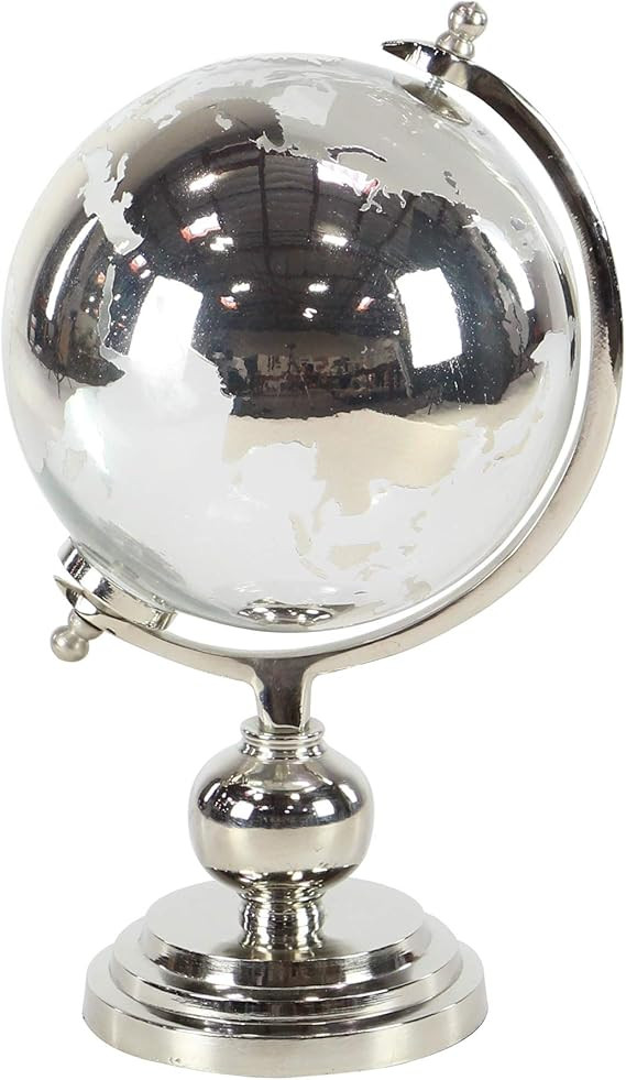 Deco 79 Traditional Aluminum Globe Globe, 9" x 8" x 13", Silver | Amazon (US)