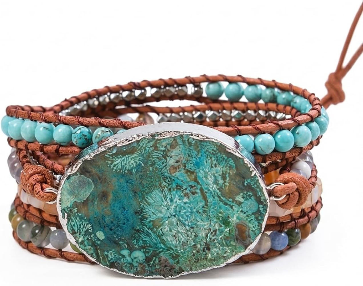 YGLINE Jasper Stone Bracelet 5 Wraps Bracelet Handmade Boho Bracelet For Women | Amazon (US)
