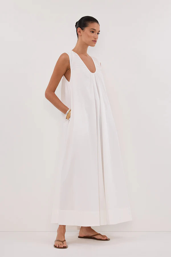 GABBY WHITE COTTON MIDI DRESS | DISSH