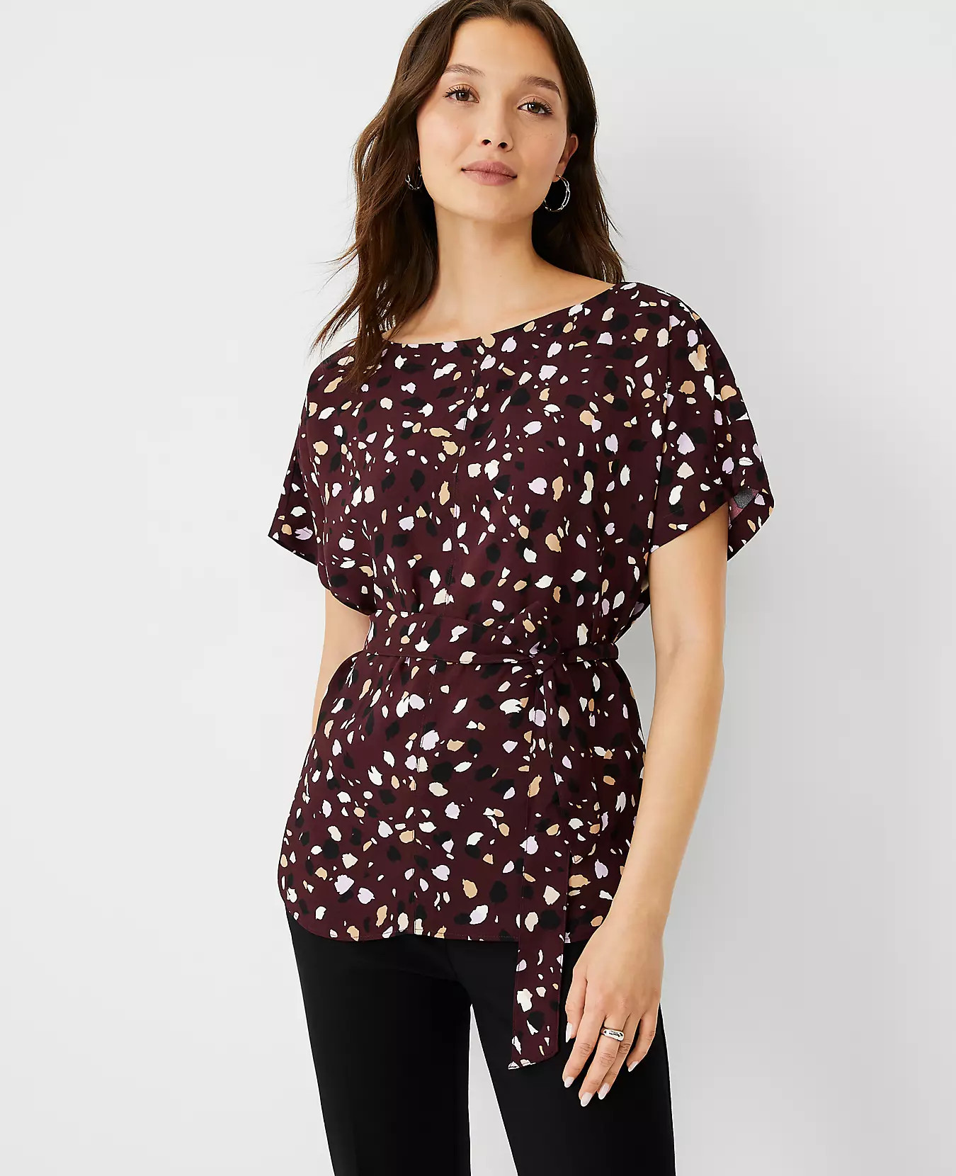 Swirly Spot Belted Dolman Top | Ann Taylor (US)
