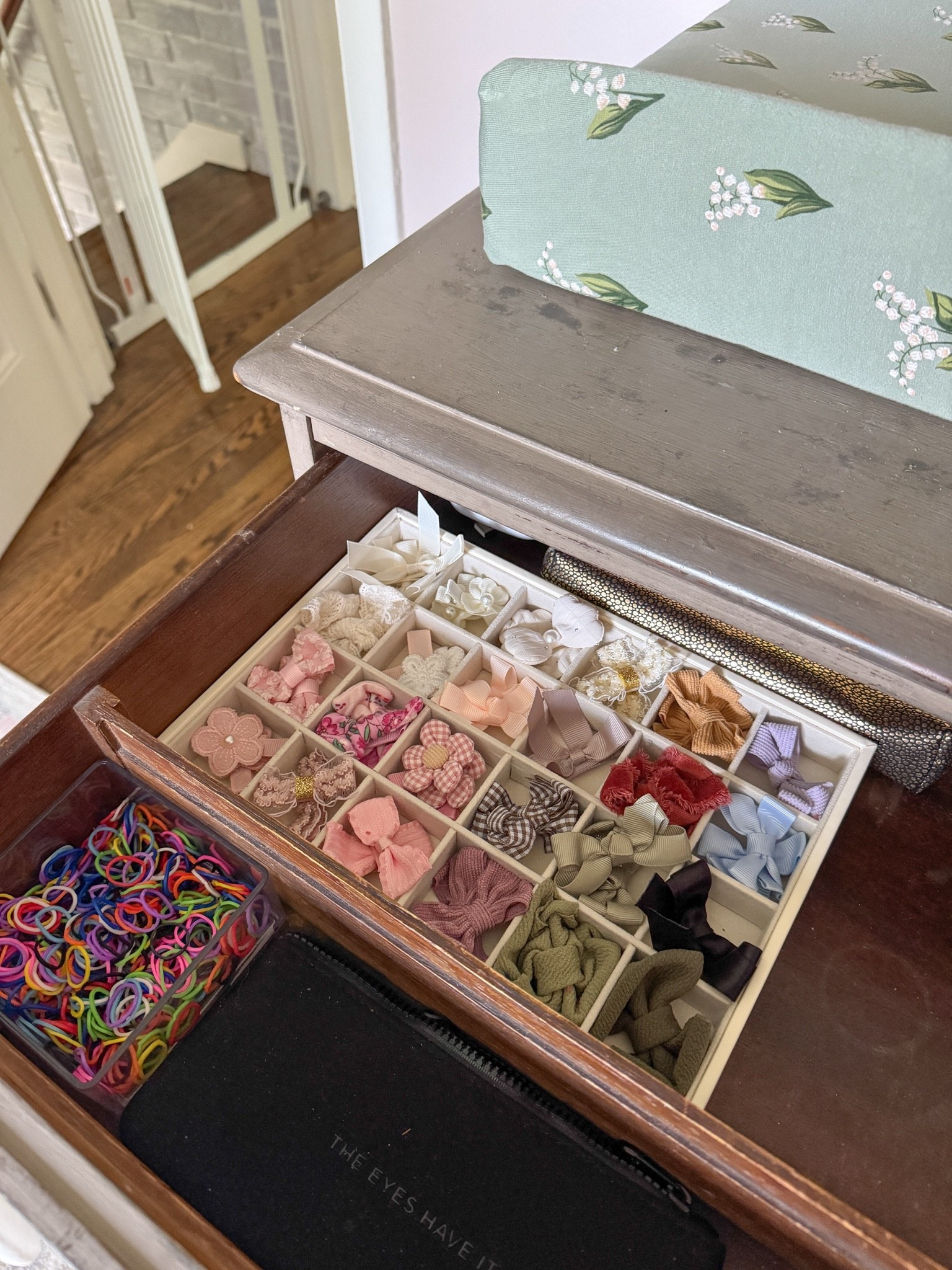 This jewelry organizer is the perfect size for organizing small hair bow clips in your toddlers room. It comes in a pack of 2, so you could place them right next to each other or stack them.

I also love the small clear bin for throwing all her hair ties in.

These are perfect for storing toddler girl hair accessories!

#LTKmomlife #LTKHome #LTKSaleAlert