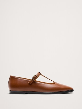 Italian Leather Square-Toe Mary Jane Flats | Banana Republic (CA)