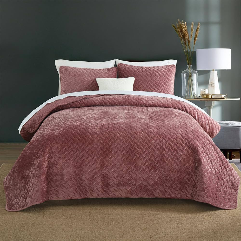 Liians Velvet Bedspread Quilt Bedding Sets,Luxury Elegant Ultra Soft Velvet Comforters Coverlet B... | Amazon (CA)