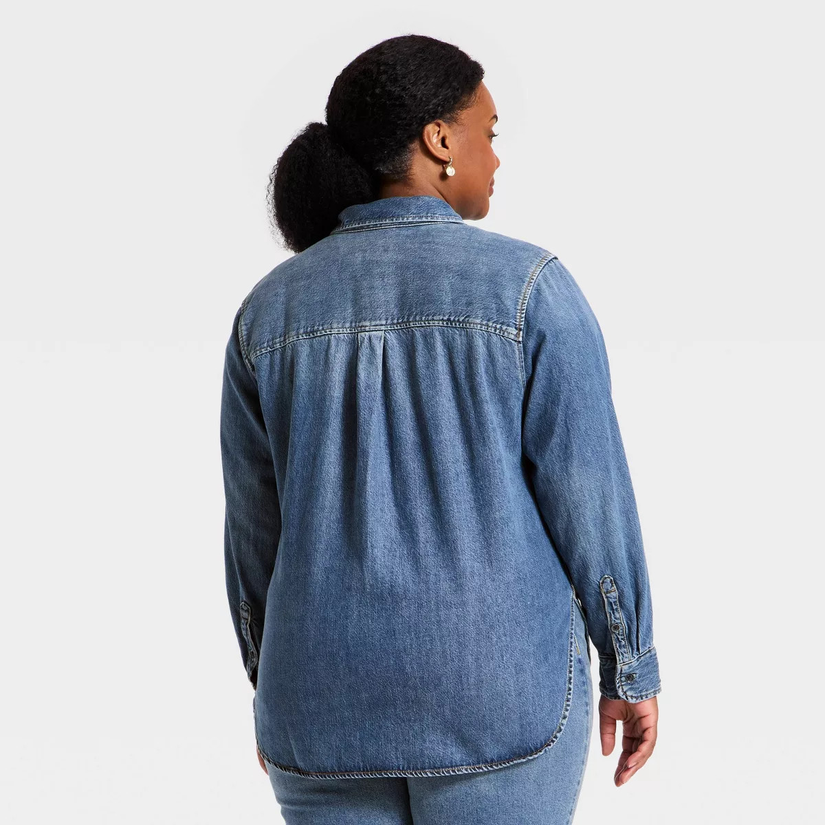 Women's Relaxed Denim Shirt - Universal Thread™ Medium Wash XXL | Target