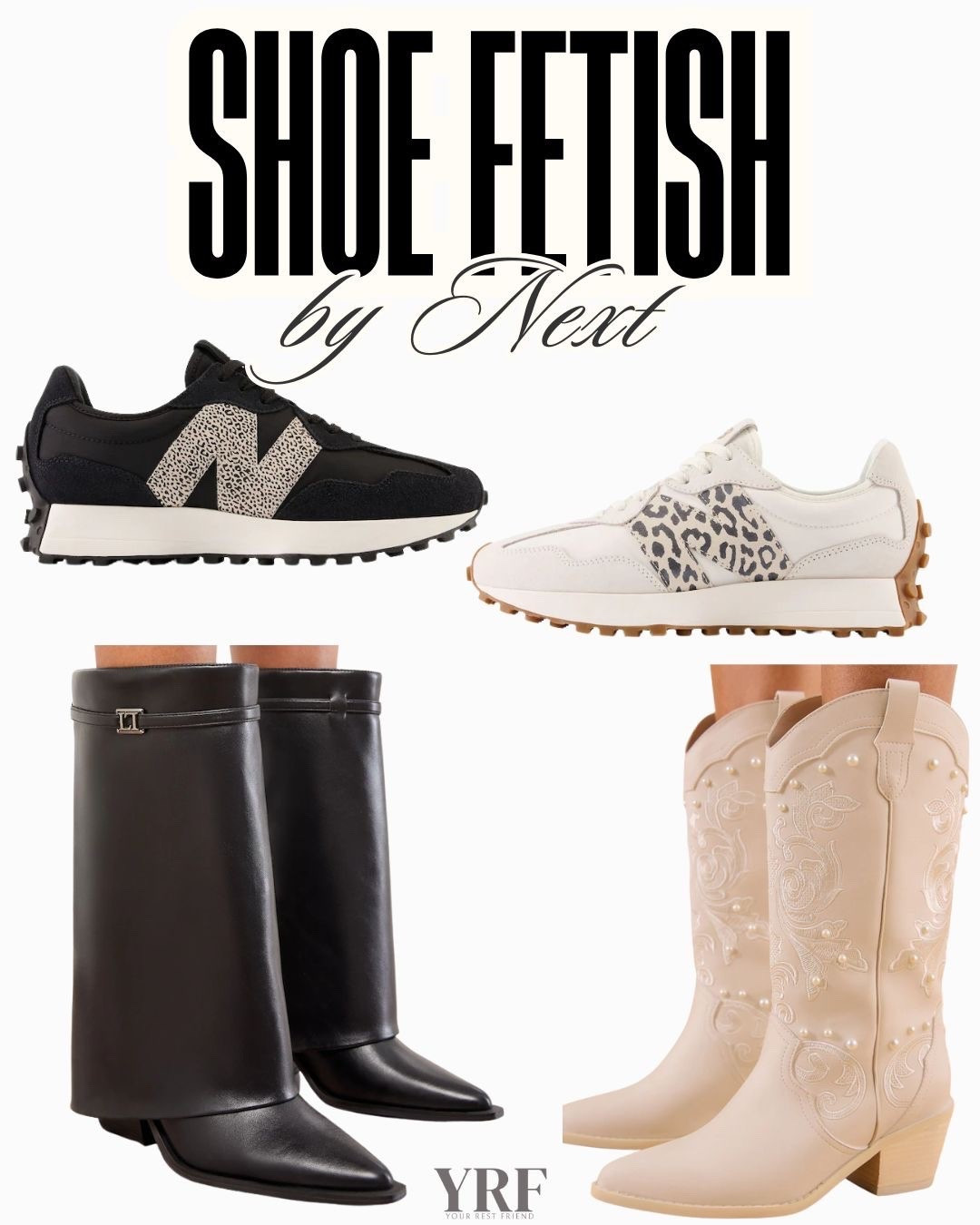 A shoe lover’s dream lineup. Leopard New Balance sneakers, beige cowboy boots, and classic black boots — the perfect mix of sporty, western, and everyday style.

#ShoeLover #ShoeObsessed #LTKFinds #LTKStyle #FootwearFavorites #EverydayShoes #SneakerStyle #BootStyle #WardrobeEssentials #CasualChic #LTKOnTheGo #AmazonFinds


#LTKWorkwear #LTKSeasonal