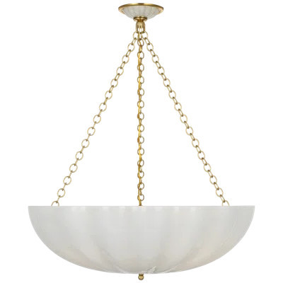 Rosehill 28" Bowl Chandelier In Polished Nickel With White Strie Glass | Perigold