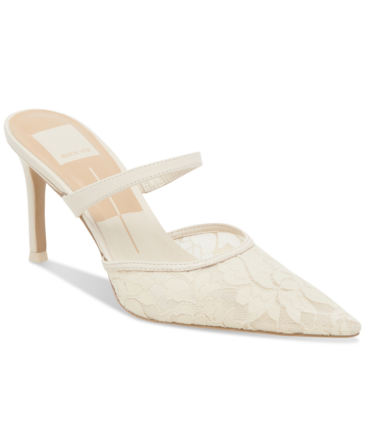 Dolce Vita Women's Katik Pointed-Toe Stiletto Mules - White Floral Lace | Macy's