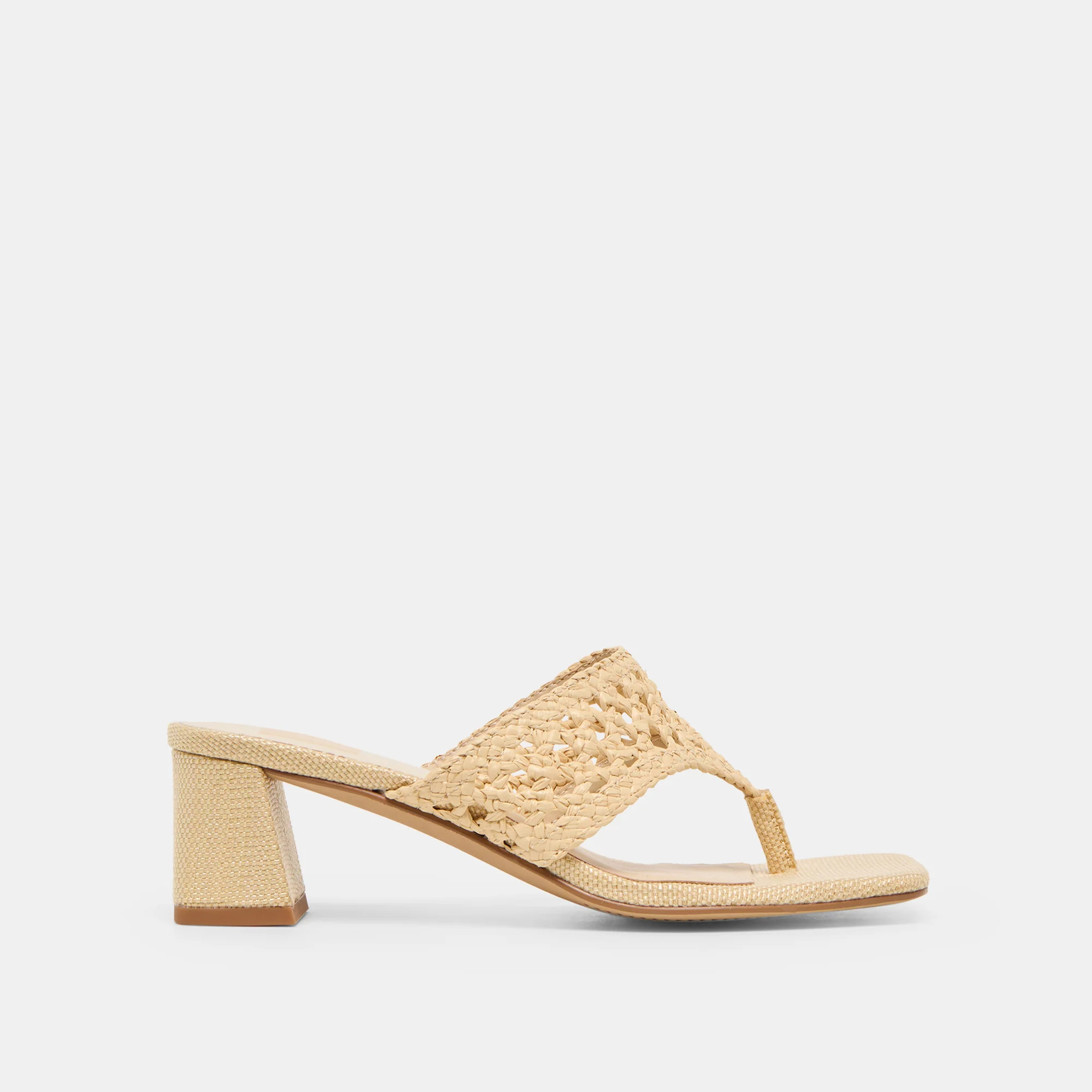 Barlo Heels Lt Natural Woven Raffia | DolceVita.com