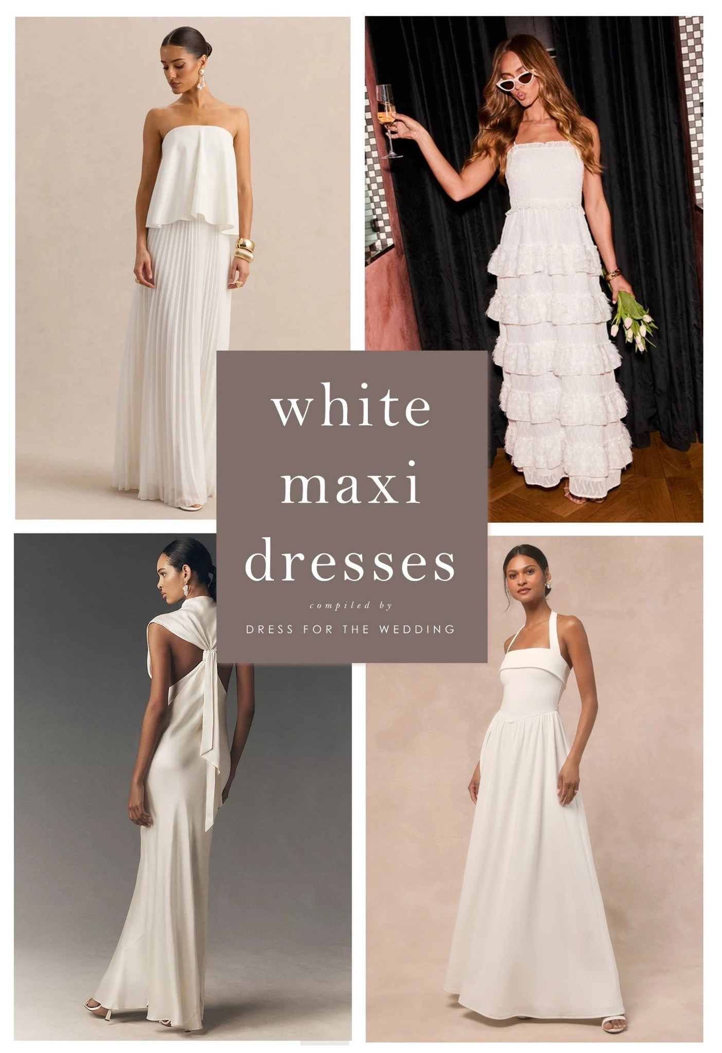 White maxi dresses are an important addition to any bride's wedding wardrobe. Since you might be wearing a lot of white dresses at your various pre-wedding parties, it's a good idea to have a few dresses and outfits with varying hemlines. These white maxi dresses make great looks for your rehearsal dinner dress, wedding welcome party, engagement photos, and second looks at the reception. Follow Dress for the Wedding for more! wedding guest dresses, bridesmaid dresses, wedding dresses, mother of the bride dresses, cute outfits, affordable dresses, dresses under 100.

#LTKgrwm #LTKWedding #LTKSeasonal