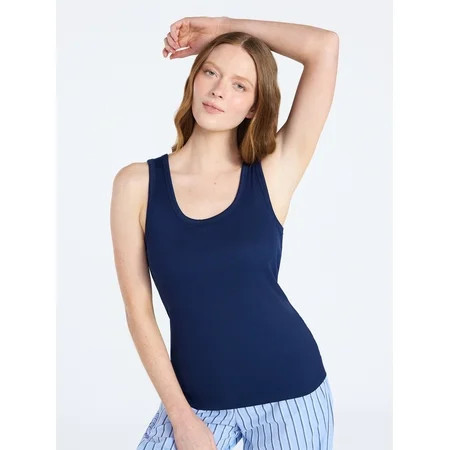 Joyspun Women s Ribbed Tank with Inner Bra Sizes XS-3X | Walmart (US)