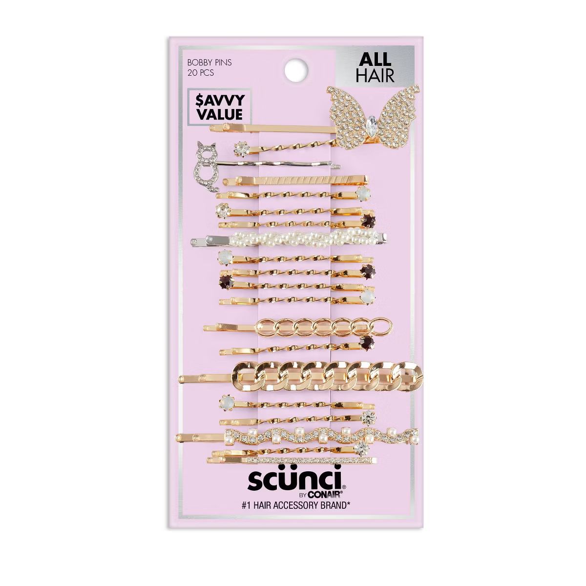 scünci Rhinestone and Pearl Embellished Metal Bobby Pins - All Hair - 20pk | Target