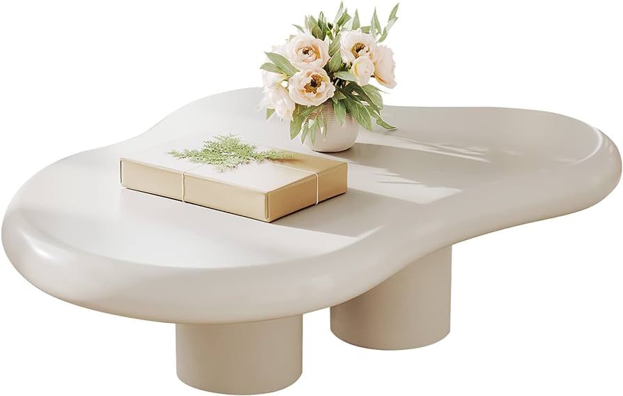 Guyii Cloud Coffee Table, Modern White Coffee Table for Living Room, Cute Irregular Indoor Tea Ta... | Amazon (US)