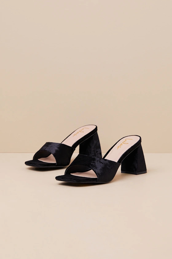 Maleka Black Crushed Velvet High Heel Slide Sandals | Lulus