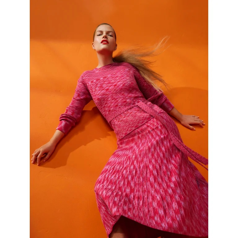 Scoop Women's Space Dye Ribbed Midi Dress with Long Sleeves, Sizes XS-XXL | Walmart (US)