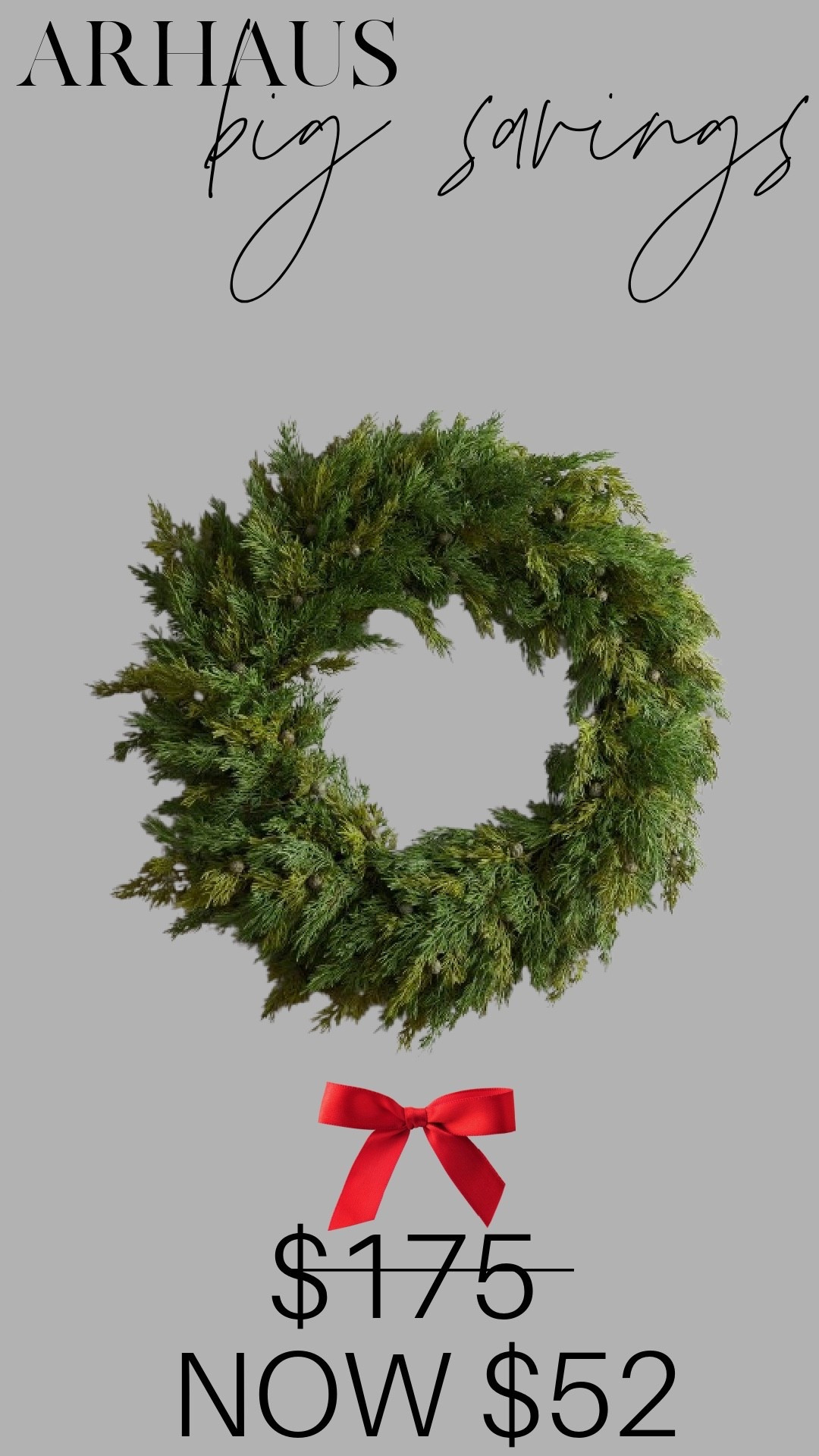 This is a really good deal 🤍
Originally $175 and now just $52, this lush cedar wreath is full, realistic, and beautiful on its own or dressed up with a ribbon. It’s the kind of classic holiday piece you’ll pull out year after year—and at this price, it’s hard to pass up.
Tap to shop before it sells out.


#LTKHoliday #LTKFindsUnder100 #LTKSeasonal