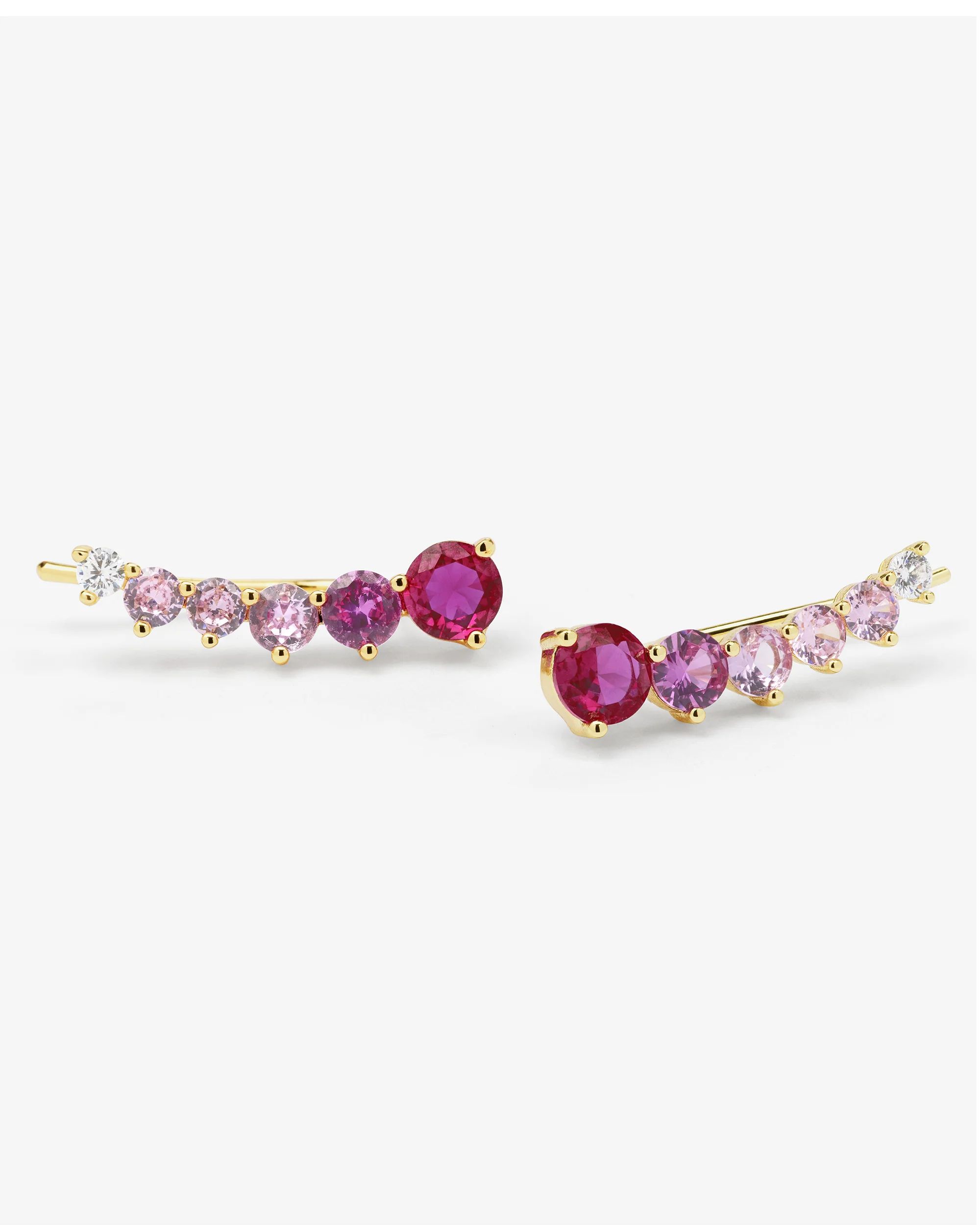 Not Your Basic Ombré Ear Crawler - Gold|Pink Sapphire Ombré | Melinda Maria Jewelry