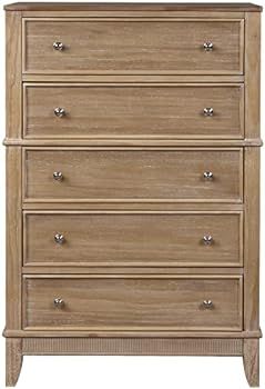 Knocbel Rustic 5-Drawer Chest with Silver Finish Handles, Solid Wood Dresser Chest of Drawers, Fu... | Amazon (US)