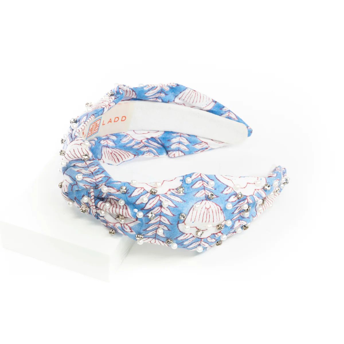 Block Print Headband with Gems in Portsmouth Blue | Beth Ladd Collections