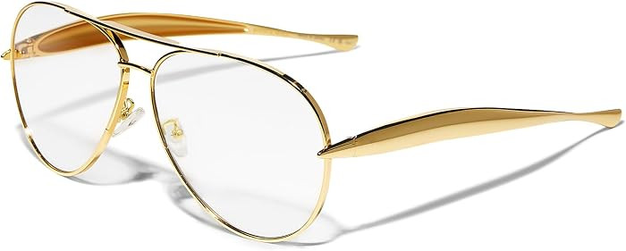GUVIVI Retro Gold Aviator Sunglasses for Women Men 70s Metal Sun Glasses | Amazon (US)