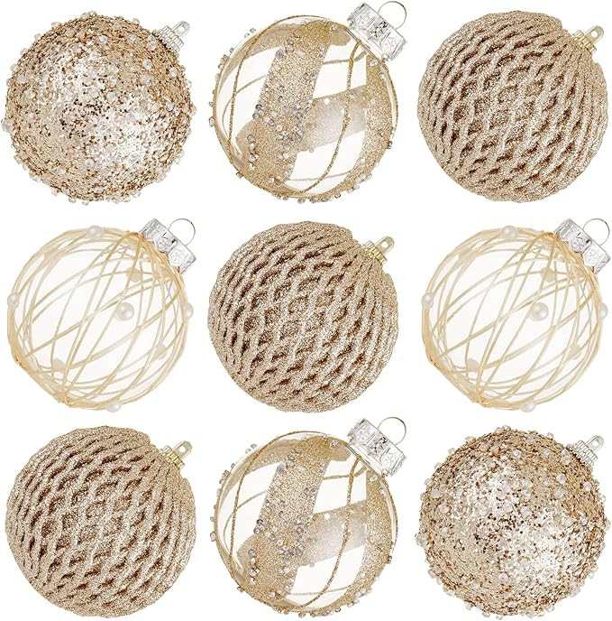 80mm/3.15" Christmas Ball Ornaments - 9pcs Large Shatterproof Foam Christmas Tree Decorations, Cl... | Amazon (US)