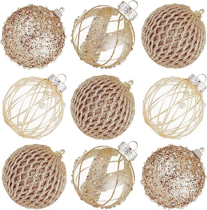 80mm/3.15" Christmas Ball Ornaments - 9pcs Large Shatterproof Foam Christmas Tree Decorations, Cl... | Amazon (US)