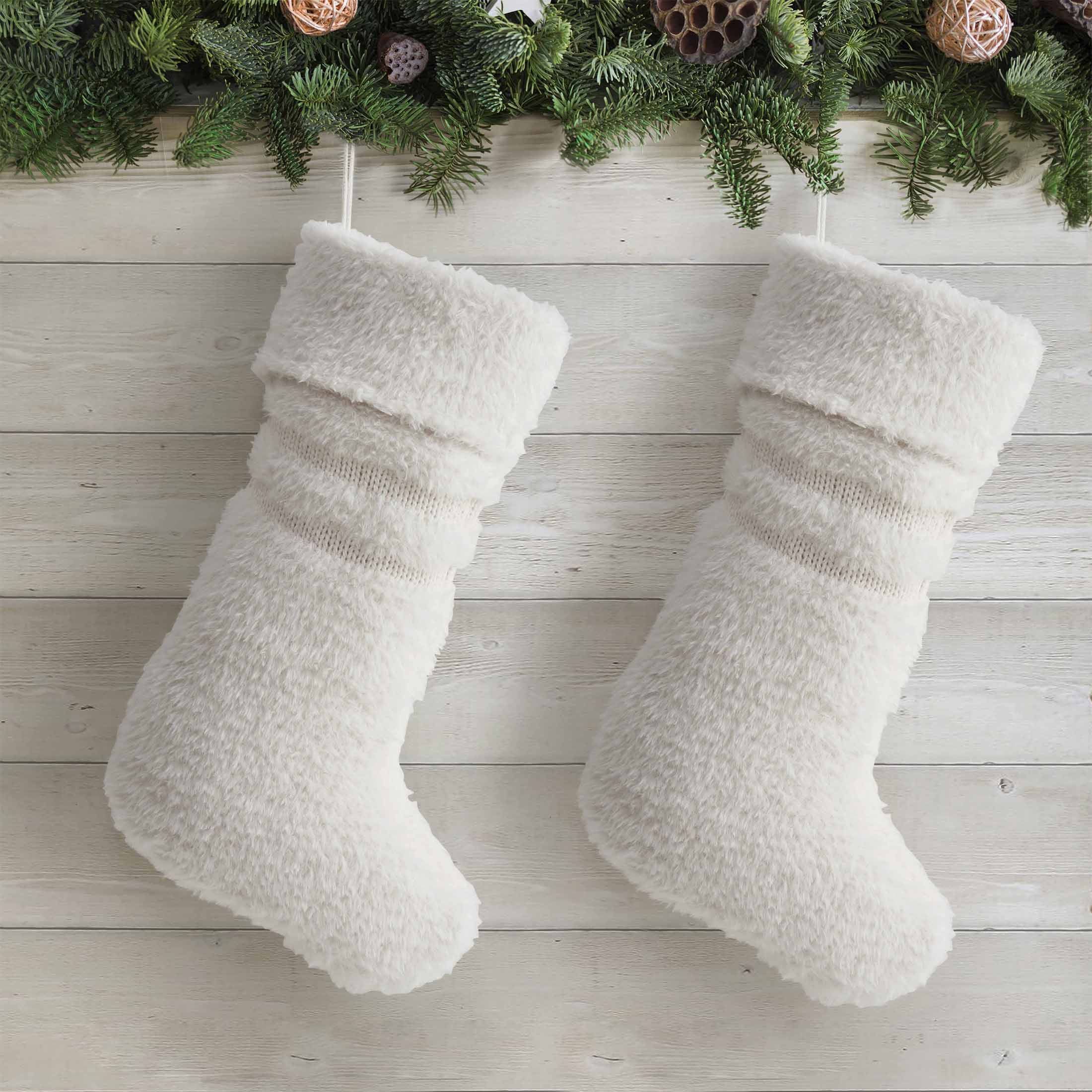 My Texas House Lilian Ivory Stripe Chenille Christmas Stockings, 20" x 10" (2 Count) | Walmart (US)