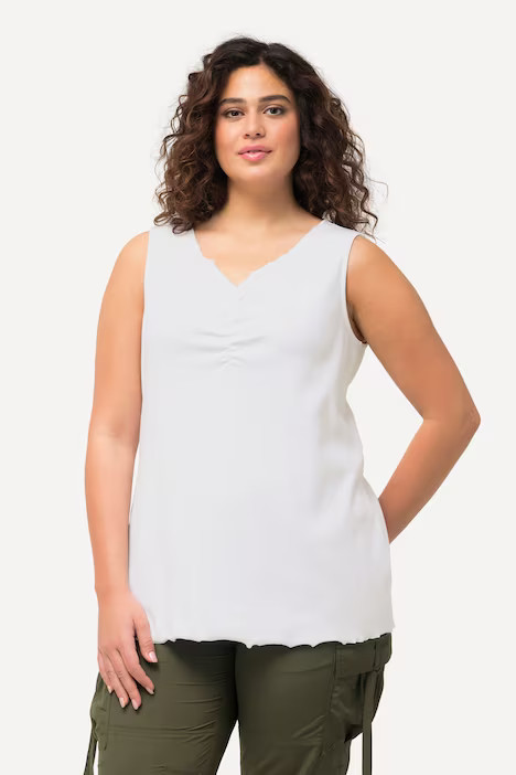 Ribbed Curly Hem Tank | Ulla Popken - US