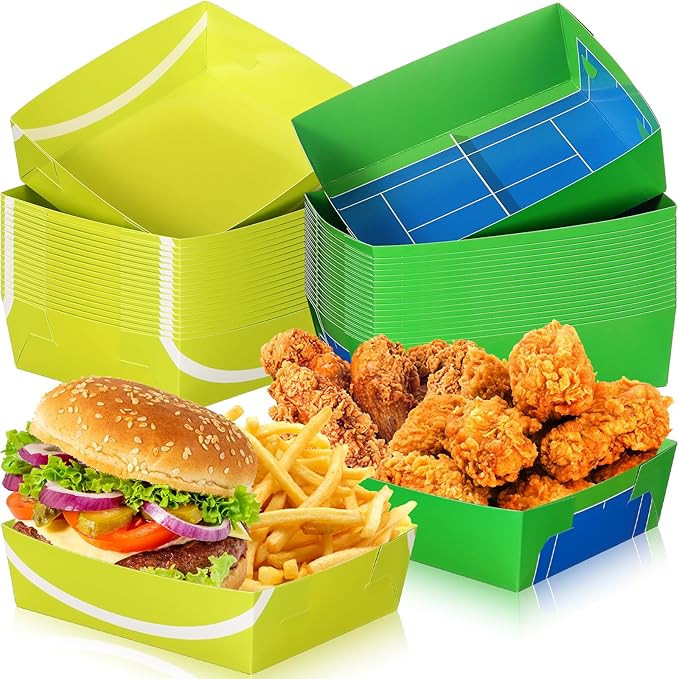 Teling 36 Pack Tennis Party Supplies 5 lb Tennis Party Plates Large Tennis Paper Trays Food Boats... | Amazon (US)