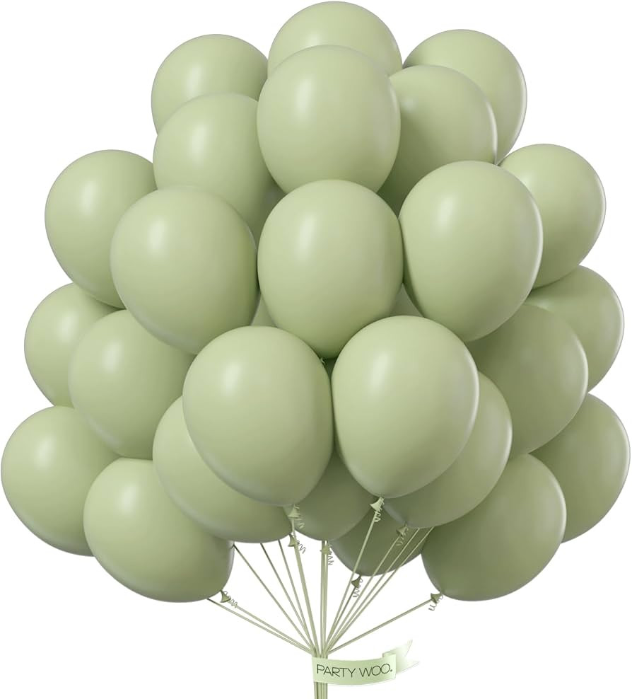 PartyWoo Beryl Green Balloons, 50 pcs 12 Inch Boho Green Balloons, Dusty Green Balloons for Ballo... | Amazon (US)