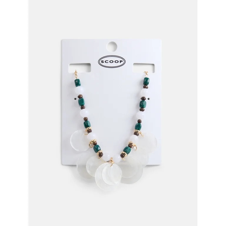 Scoop Women\u2019s Beaded Shell Statement Necklace | Walmart (US)