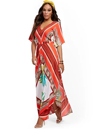 mixed-print maxi dress | New York & Company