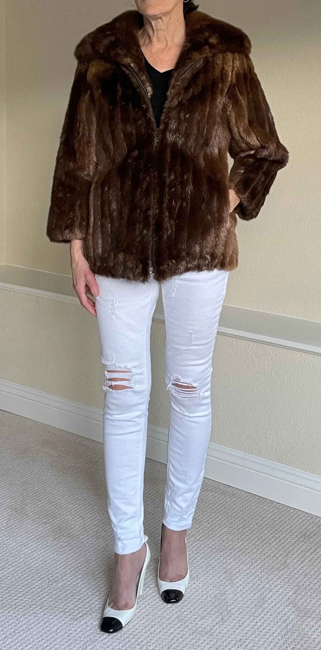 Vintage Short Dark Brown Mink Fur Jacket Coat Zipper | Etsy (US)