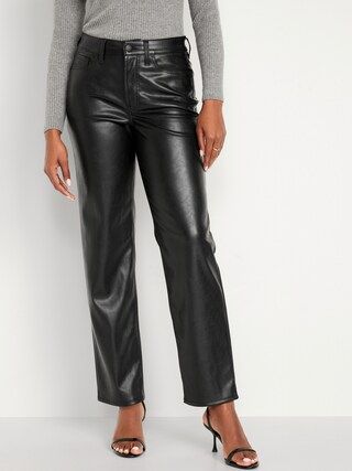 High-Waisted OG Loose Faux-Leather Pants for Women | Old Navy (CA)
