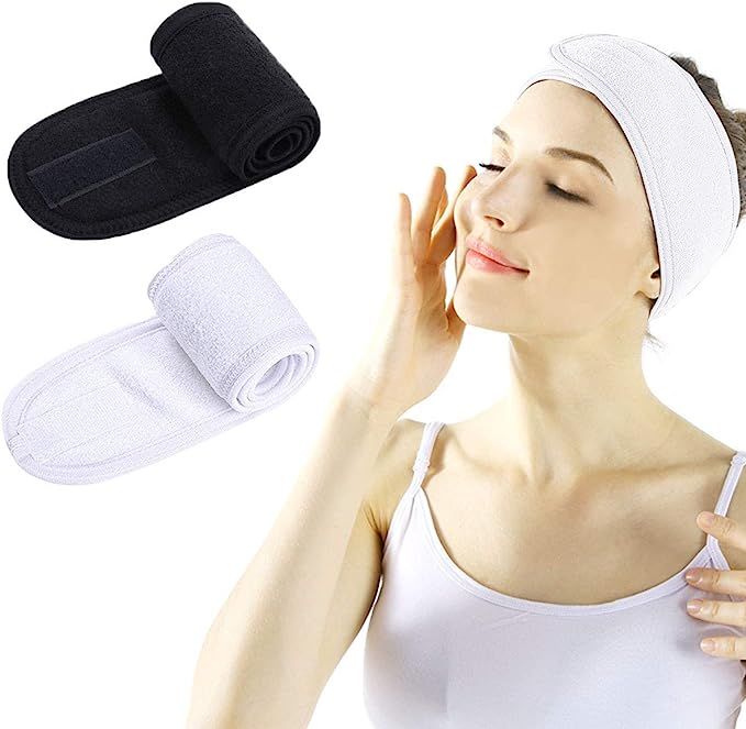 2 Pcs Makeup Headband for Washing Face, Spa Headbands for Women, Adjustable Shower Bath Towel wit... | Amazon (CA)