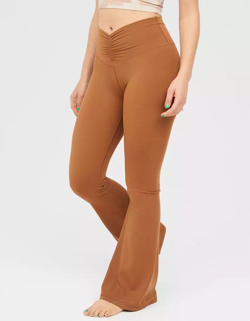 OFFLINE By Aerie Real Me High Waisted Ruched Flare Legging | Aerie