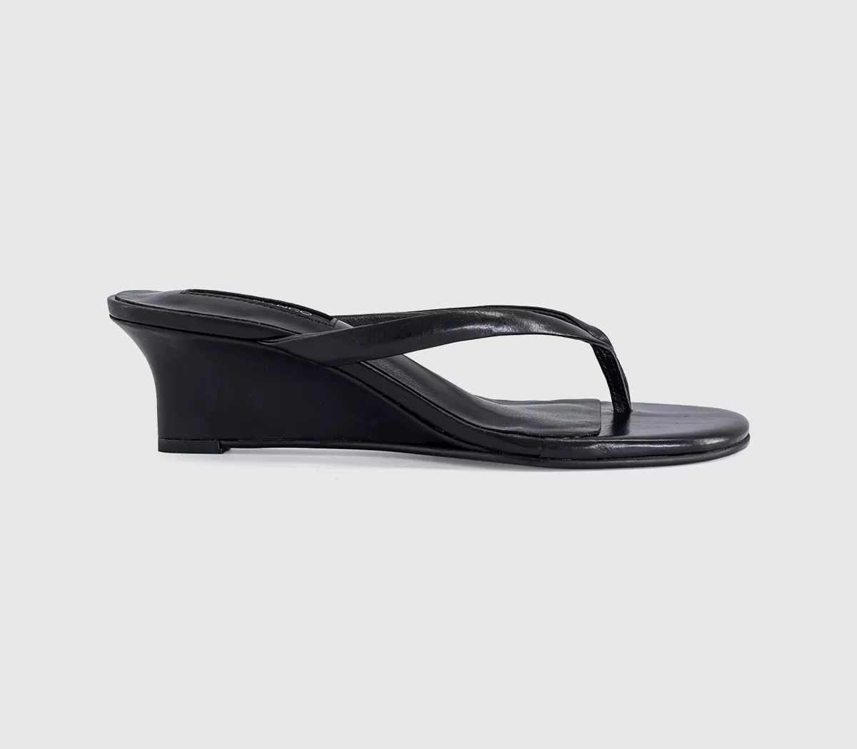 Tony Bianco Edgy Toe Post Wedge Heels Black Vintage - Mid Heels | Office Shoes (UK)