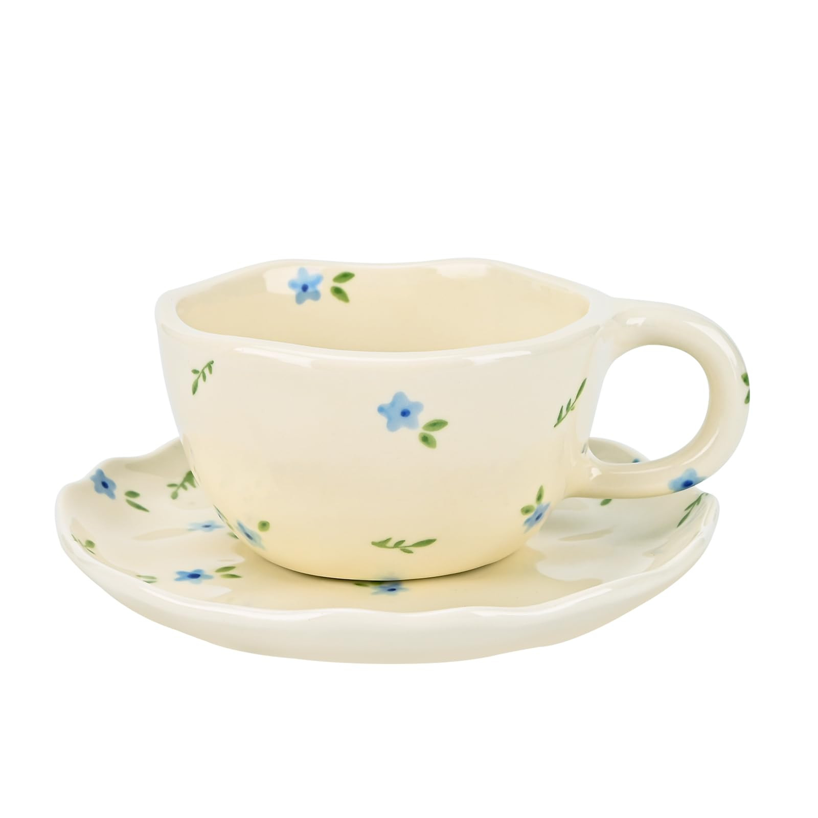 Koythin Ceramic Coffee Mug with Saucers, Handmade Flowers Mugs, Cute Cup for Girl Women, Aestheti... | Amazon (UK)