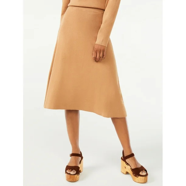 Free Assembly Women's Midi Fit & Flare Sweater Skirt - Walmart.com | Walmart (US)