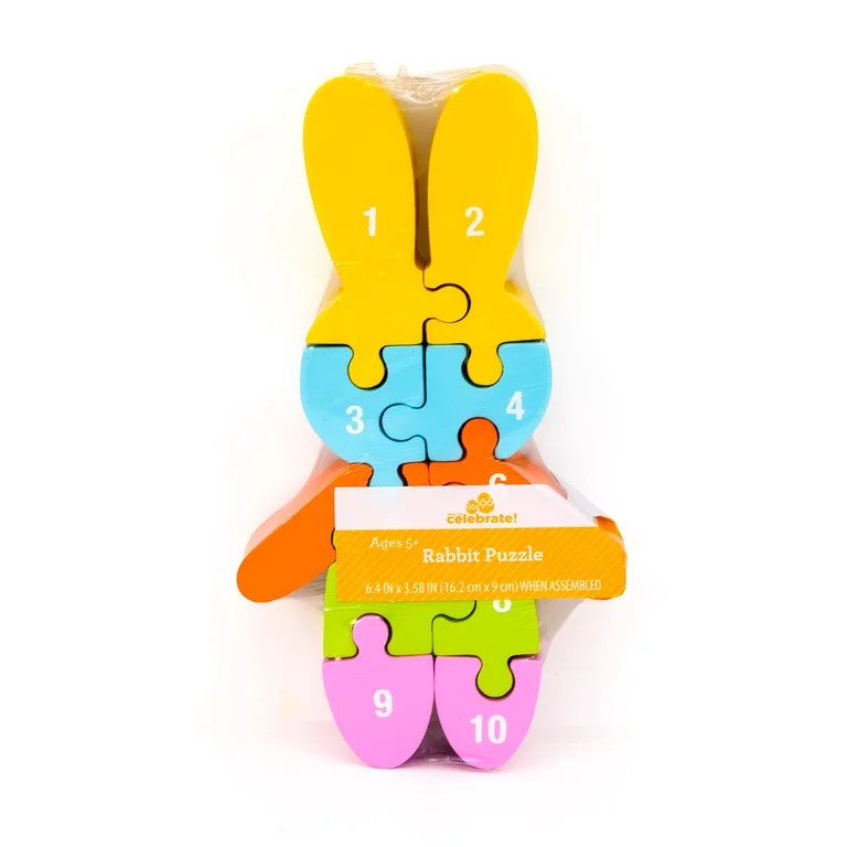 Rabbit Puzzle, Multicolor, 10 Pieces, Easter by Way To Celebrate | Walmart (US)
