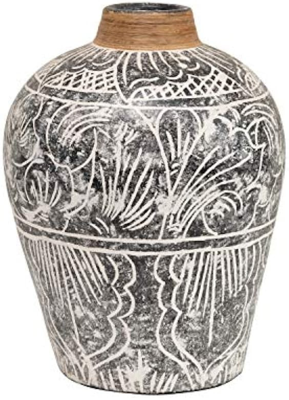 Creative Co-Op Hand-Painted Terra-Cotta Banana Leaf Rim, Black & White, Truck Ship (Each One Will... | Amazon (US)