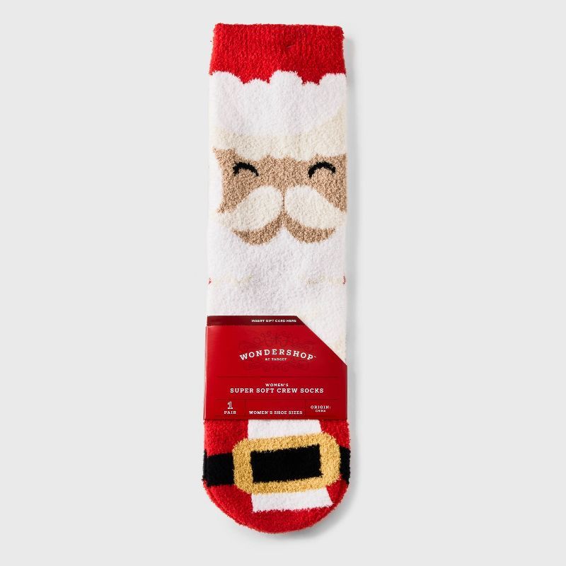 Women's Santa Cozy Crew Socks with Gift Card Holder - Wondershop™ Red/White 4-10 | Target