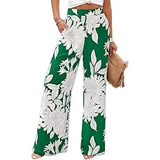 BTFBM Womens Pants 2026 Pockets Boho Printed Elastic Waist Wide Leg Palazzo Pants for Women Work ... | Amazon (US)