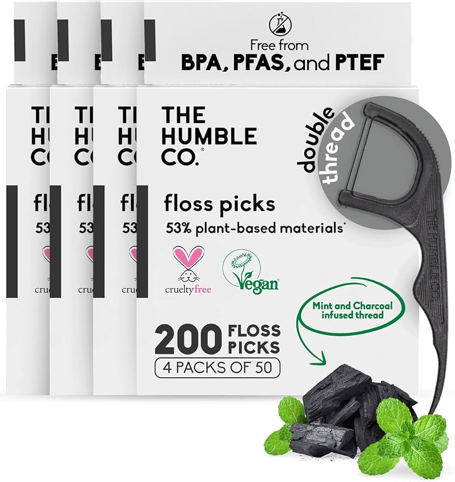 The Humble Co. Floss Picks (200 Count) – Plant Based Dental Floss Picks for Superior Oral Care,... | Amazon (US)