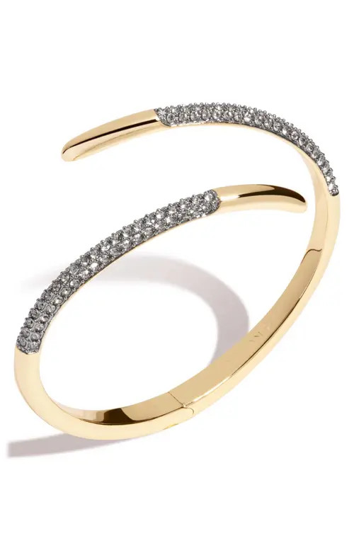 DEMARSON Vesey Pavé Bypass Cuff Bracelet in Gold/Gunmetal/Crystal at Nordstrom | Nordstrom