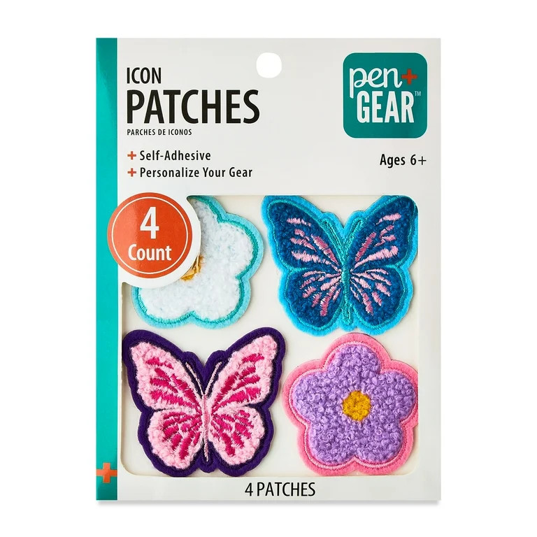 Pen+Gear Multicolor Butterflies and Flowers Chenille Patch Stickers, 4 Count | Walmart (US)