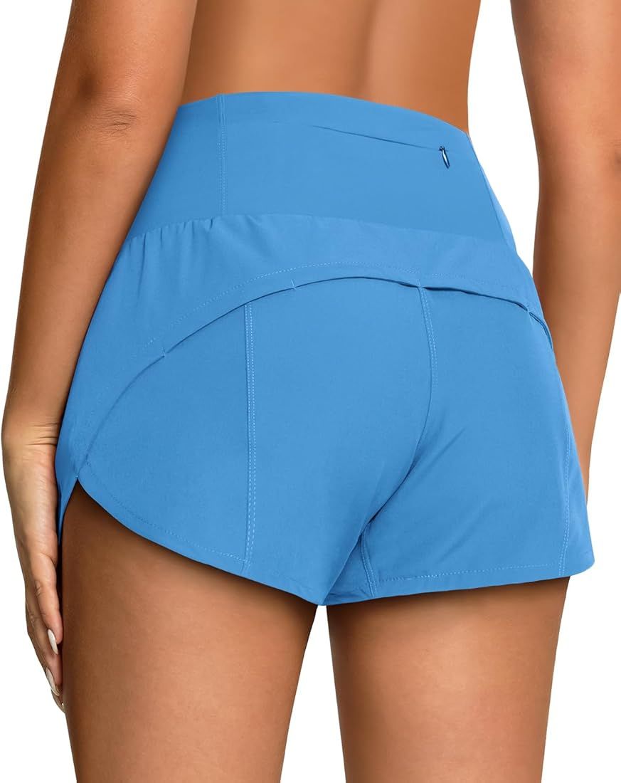 colorskin High Waisted Athletic Shorts for Women Quick Dry Workout Running Shorts with Mesh Liner... | Amazon (US)