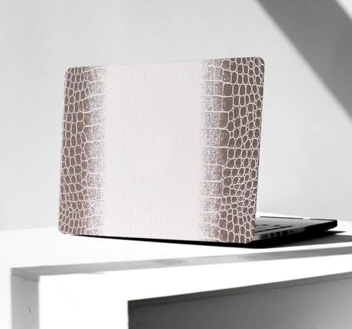 KEROM Compatible with Crocodile MacBook Air 13 Inch Case 2025-2022 M4 M3 M2 A3240 A3113 A2681, Textured Elegant Luxury Aligator Skin Snakeskin PU Leather Hardshell Case & Keyboard Cover, Brown White | Amazon (US)
